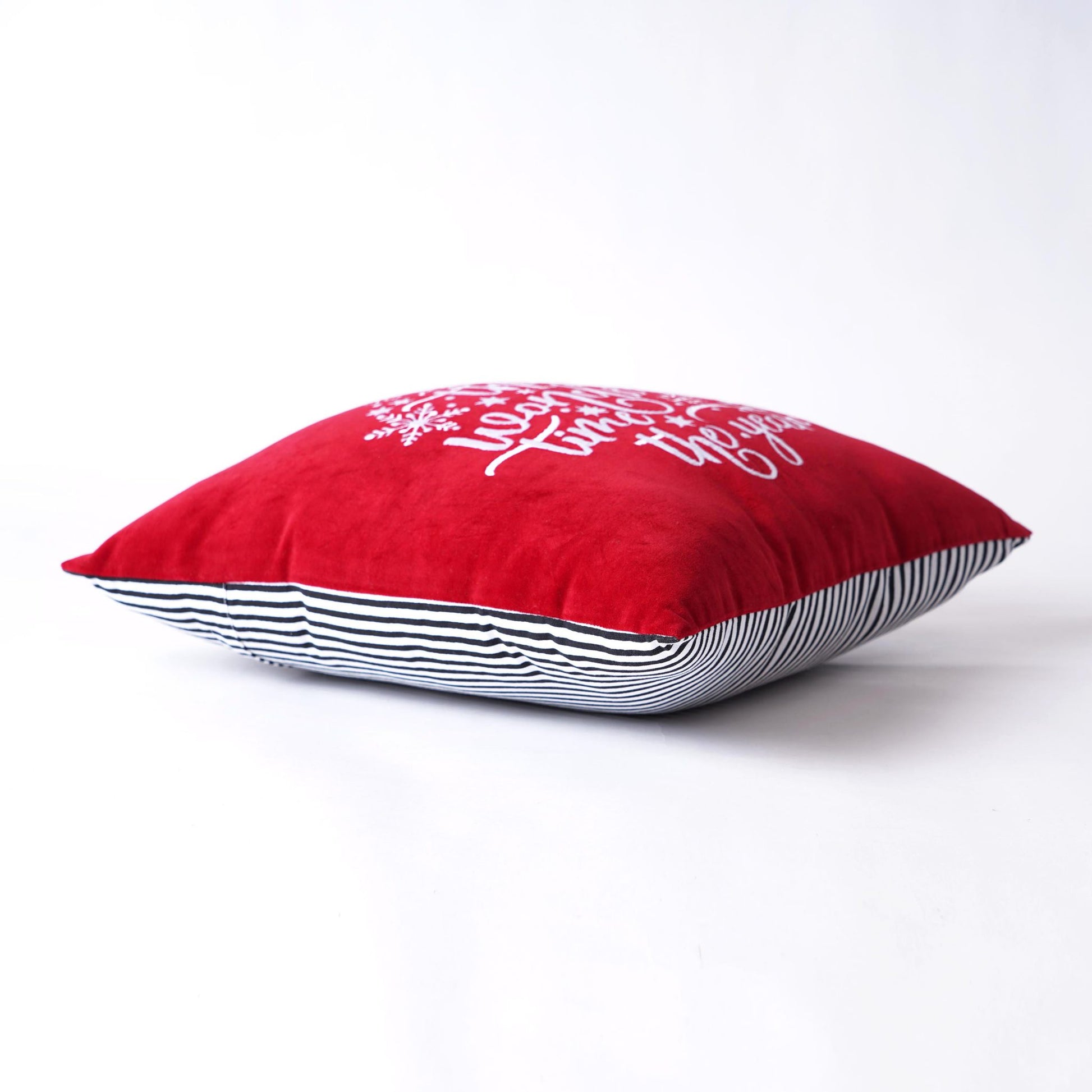 Christmas pillow cover in Red embroidered velvet, sizes available