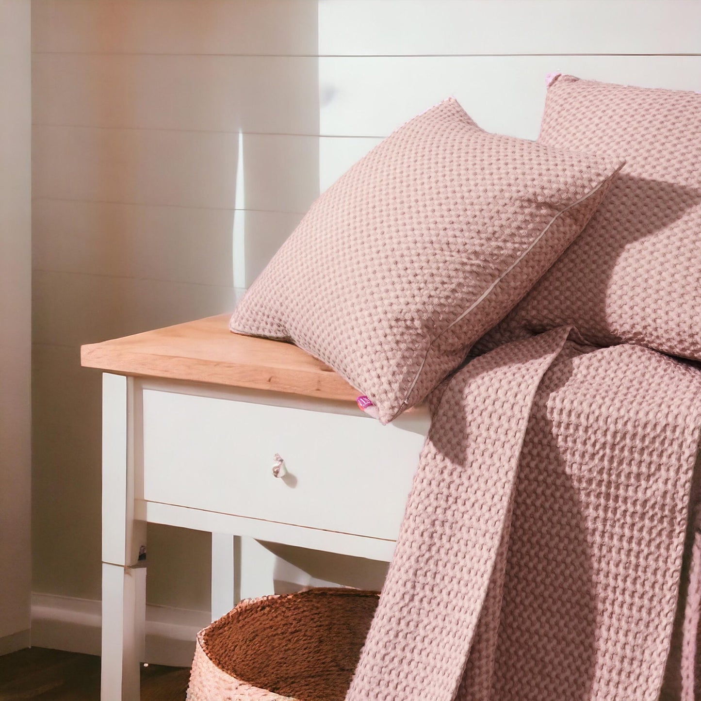 Old Rose colour waffle Throw blanket, 100% cotton, 50X60 inches