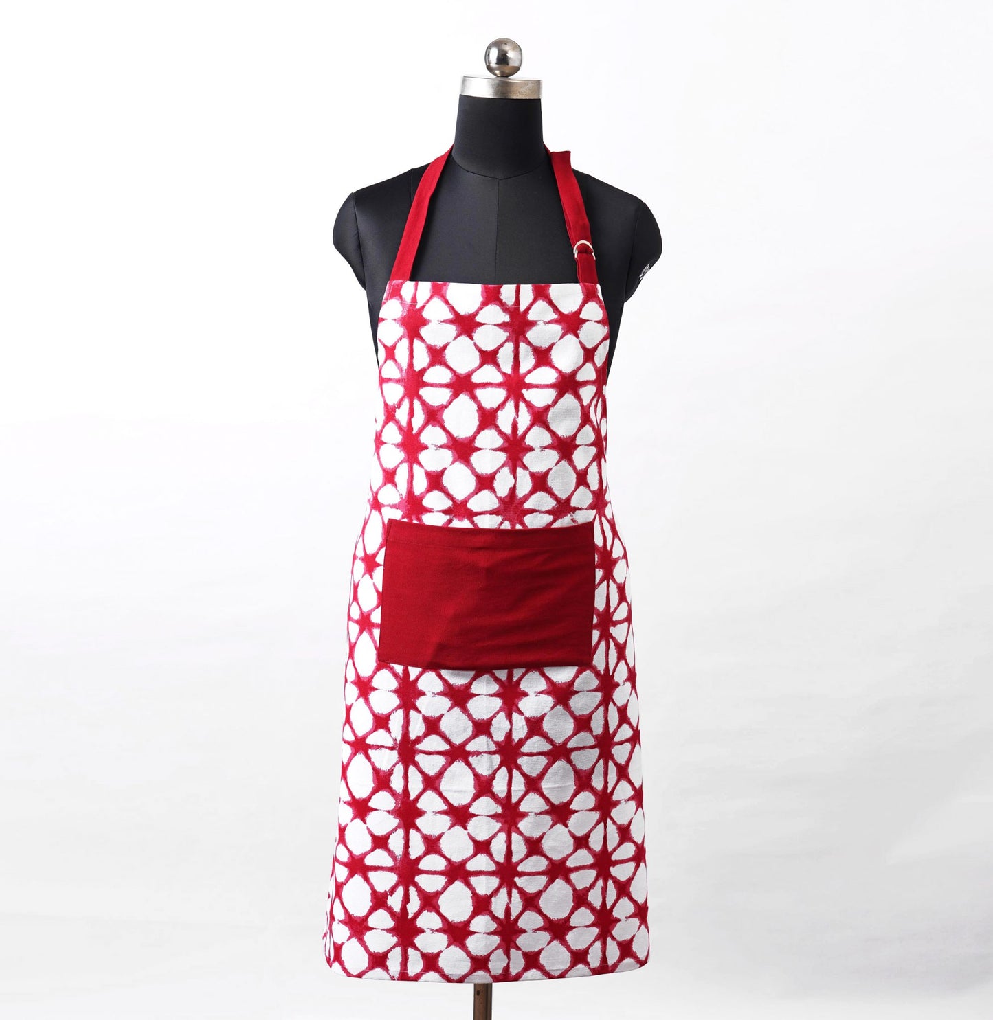 Apron, red tie dye prism print, kitchen accessory, size 27"X 35"