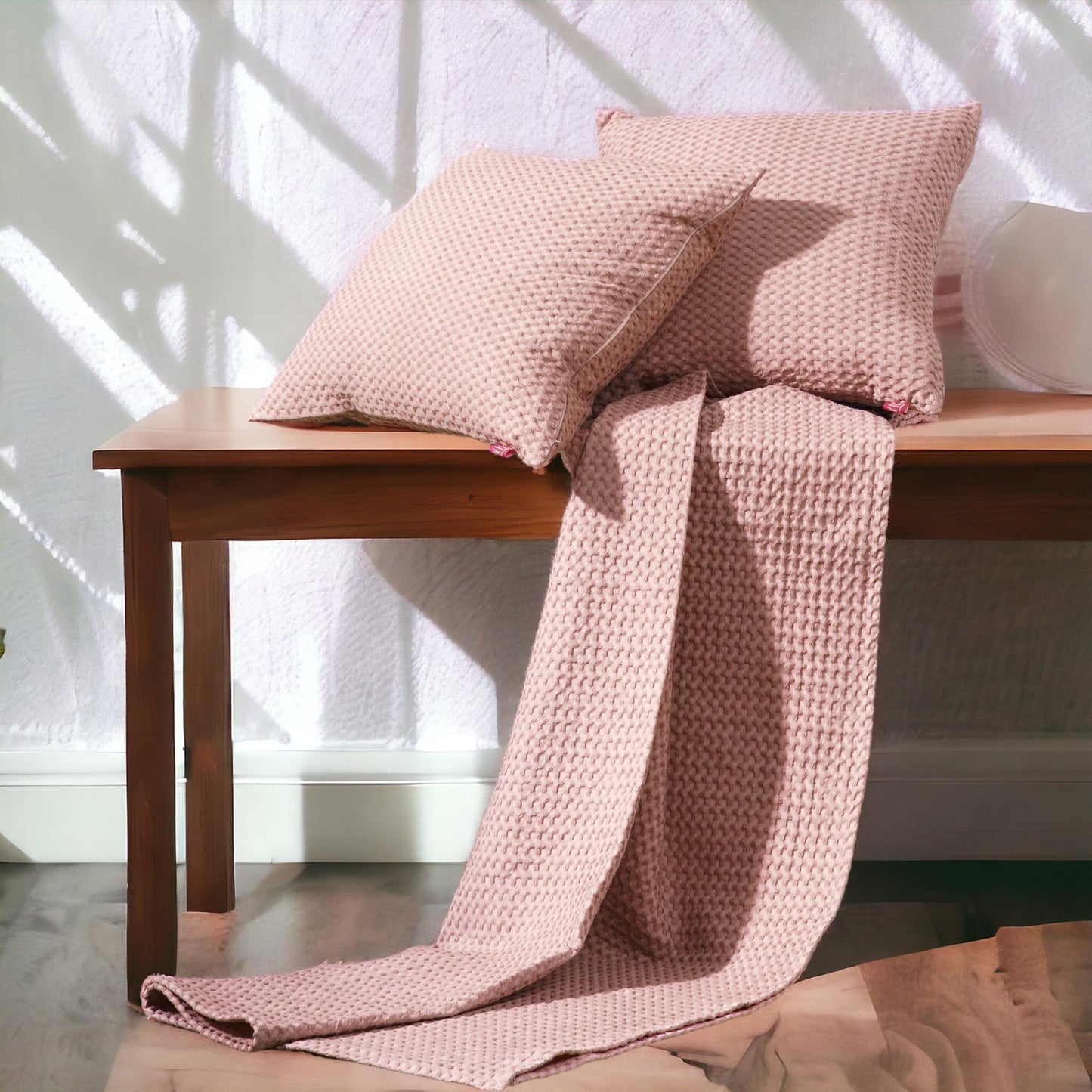 Old Rose colour waffle Throw blanket, 100% cotton, 50X60 inches