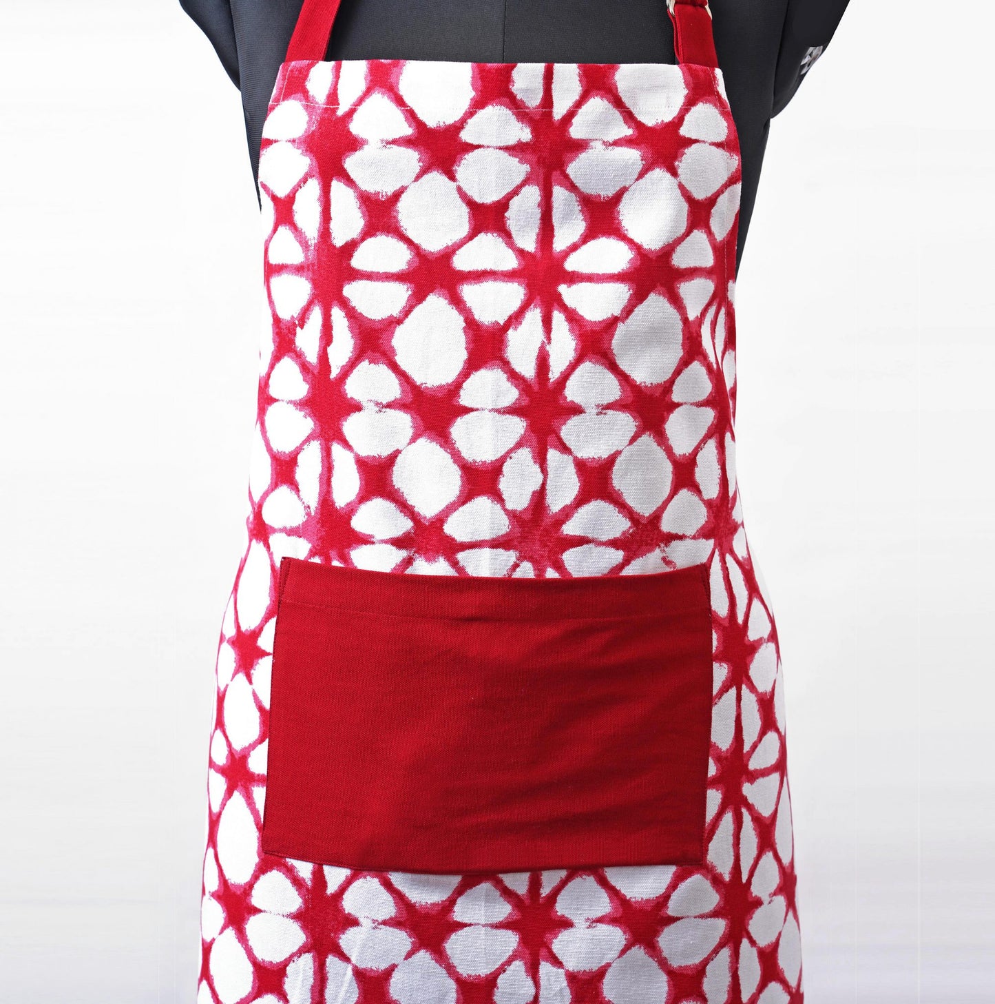 Apron, red tie dye prism print, kitchen accessory, size 27"X 35"