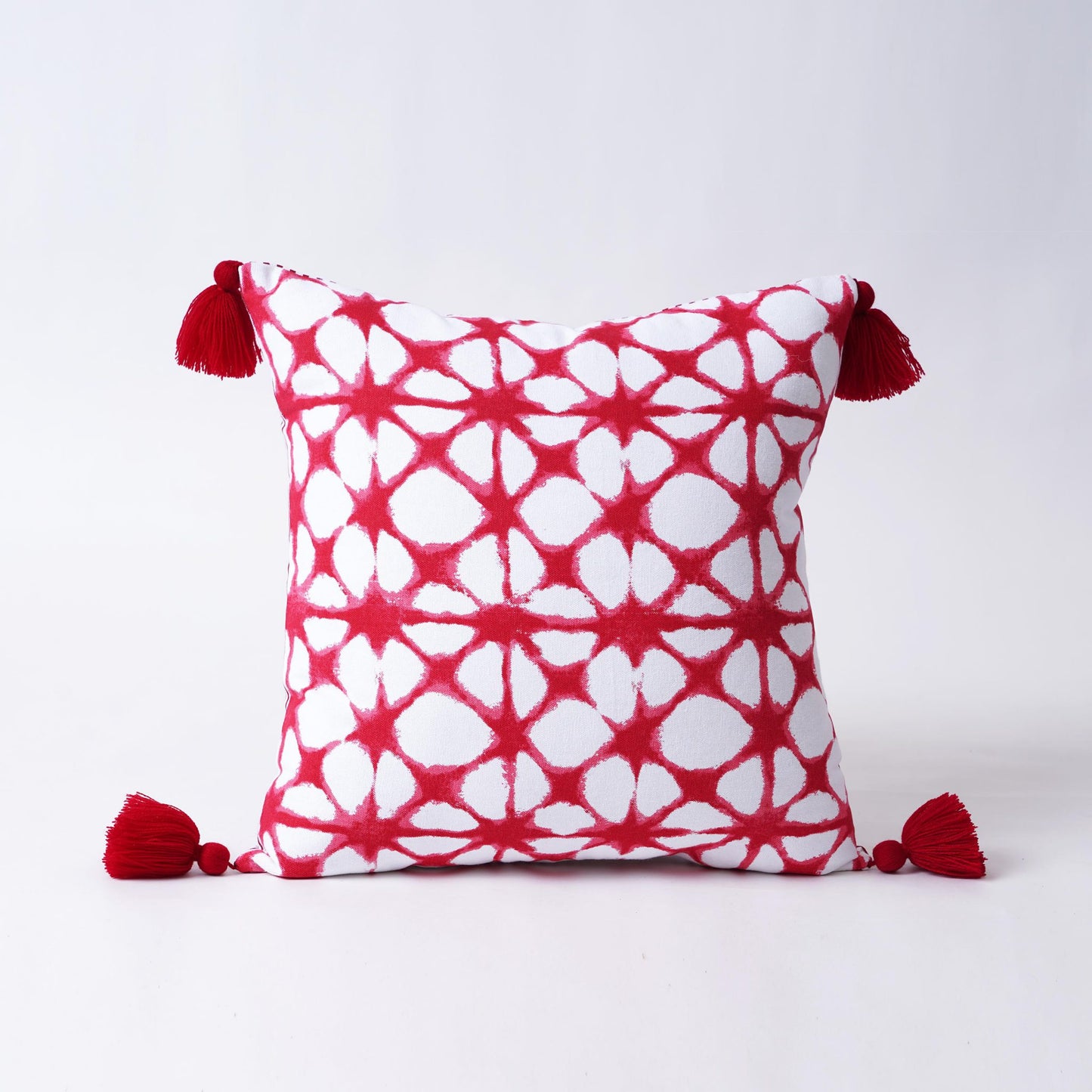 Pillow cover, Tie dye prism pattern, Red and white, standard size 16X16 inches, other sizes available