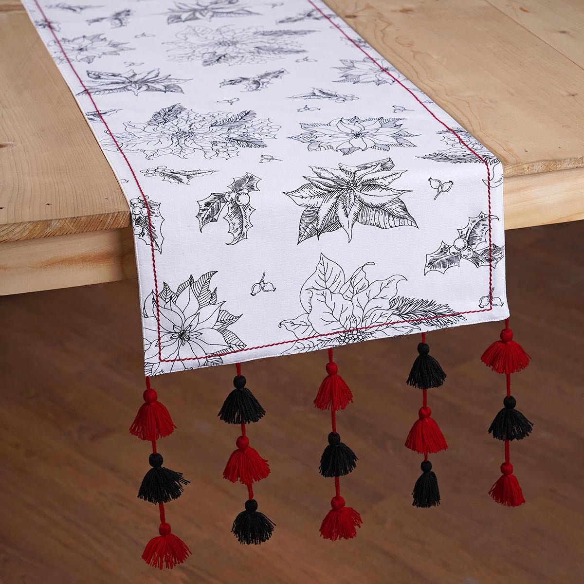 Christmas table runner, poinsettia print, cotton table runner, sizes available