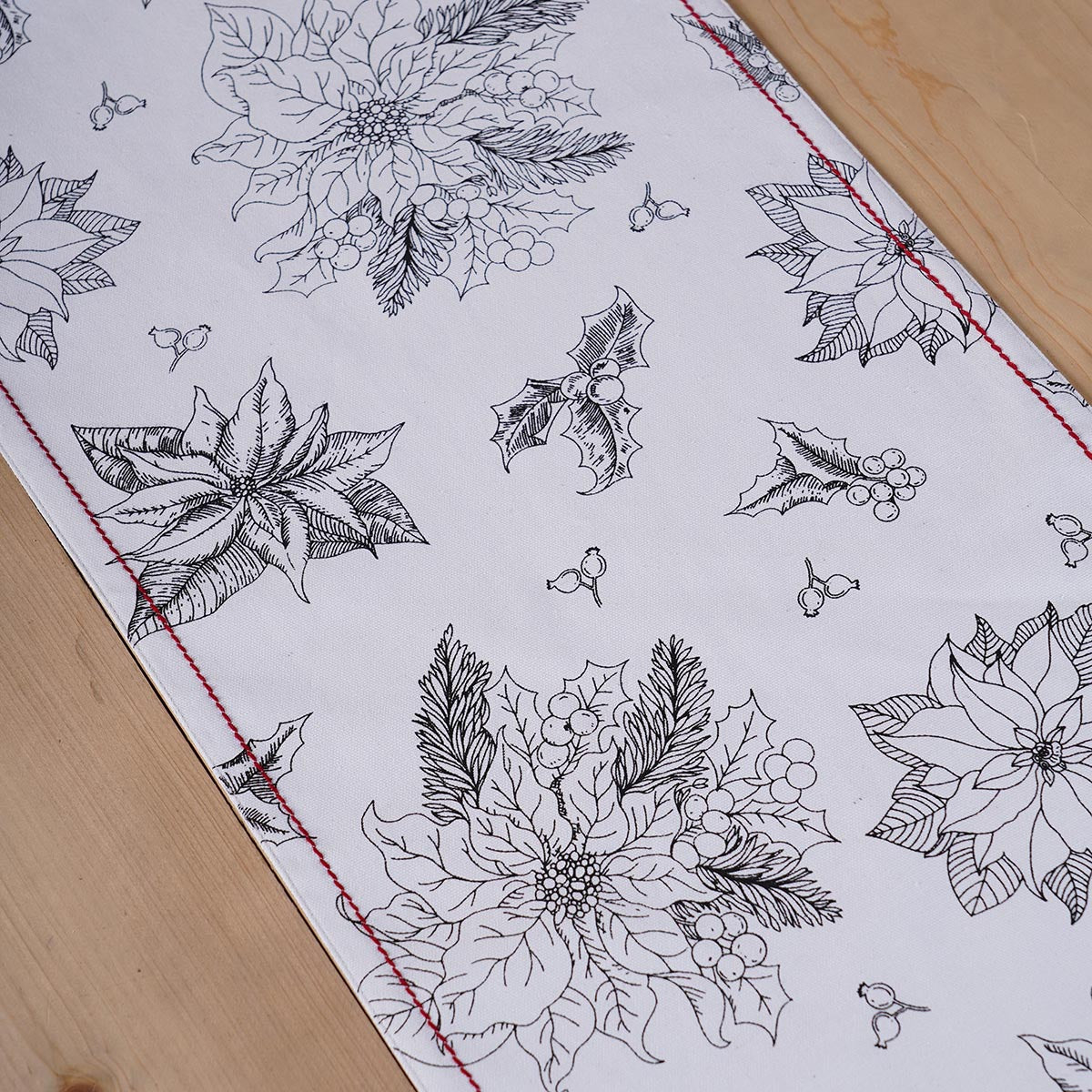 Christmas table runner, poinsettia print, cotton table runner, sizes available