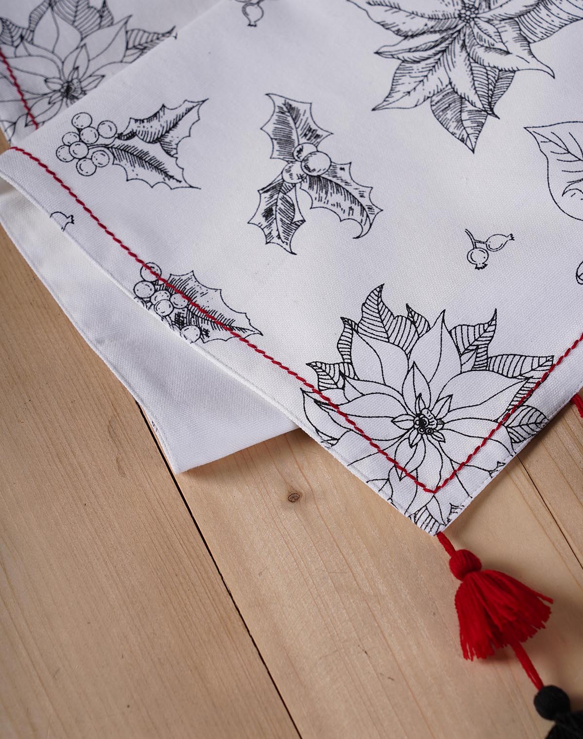 Christmas table runner, poinsettia print, cotton table runner, sizes available