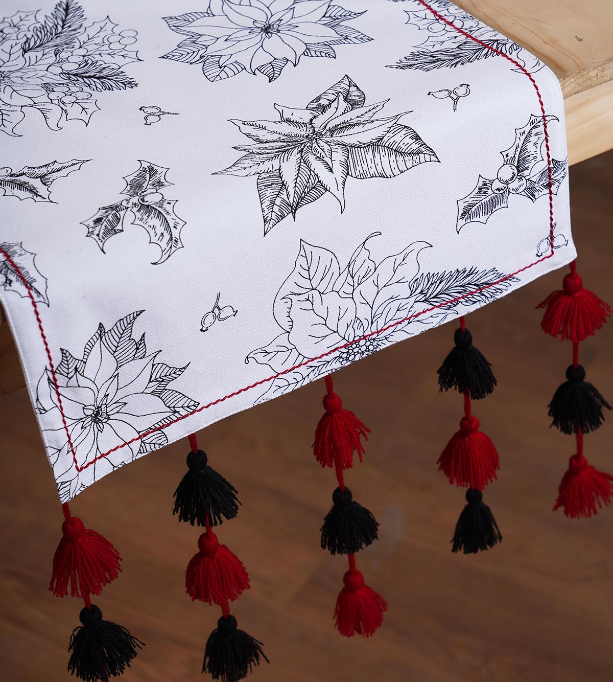 Christmas table runner, poinsettia print, cotton table runner, sizes available