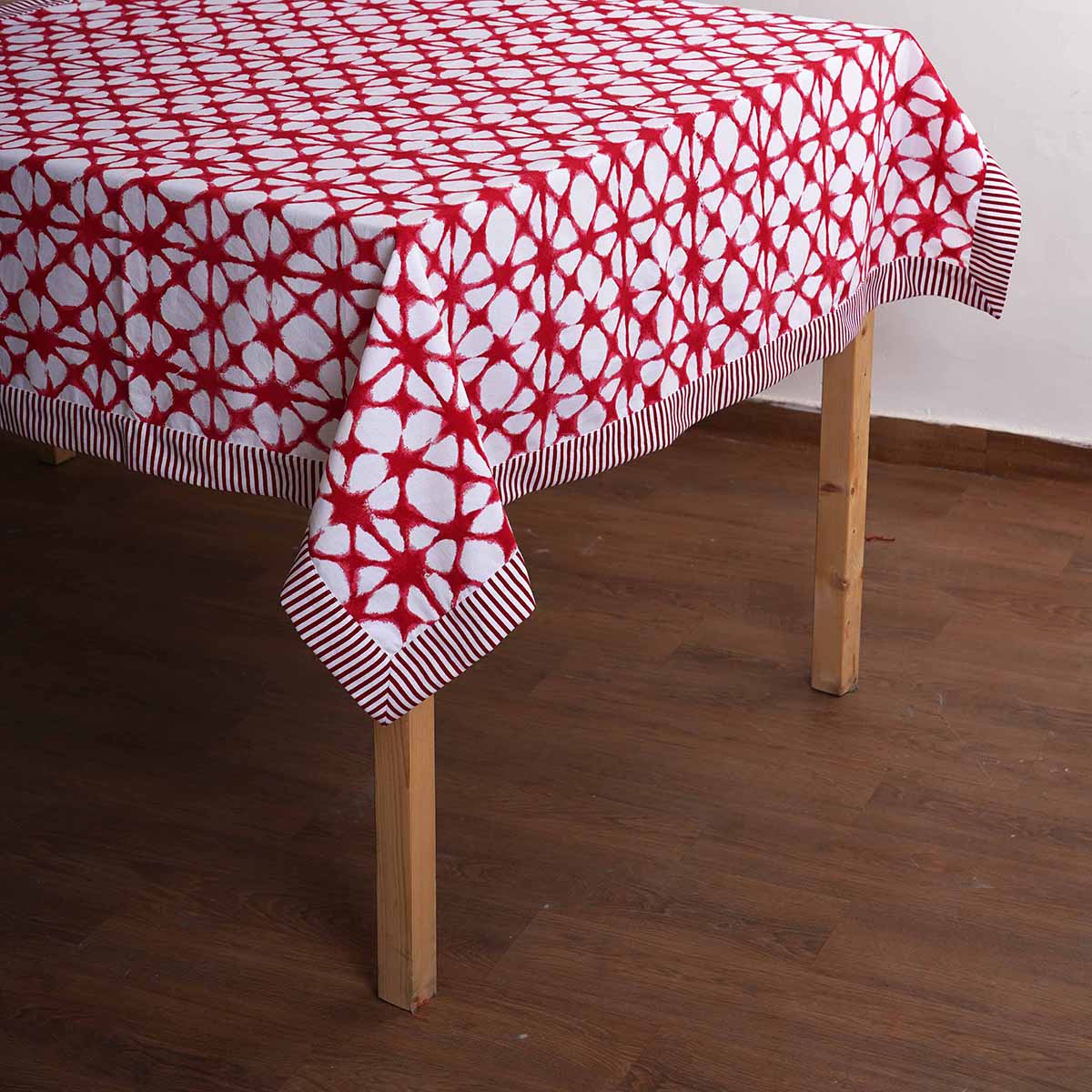 Tie dye print Table cloth, Red and white colour, cotton, sizes available
