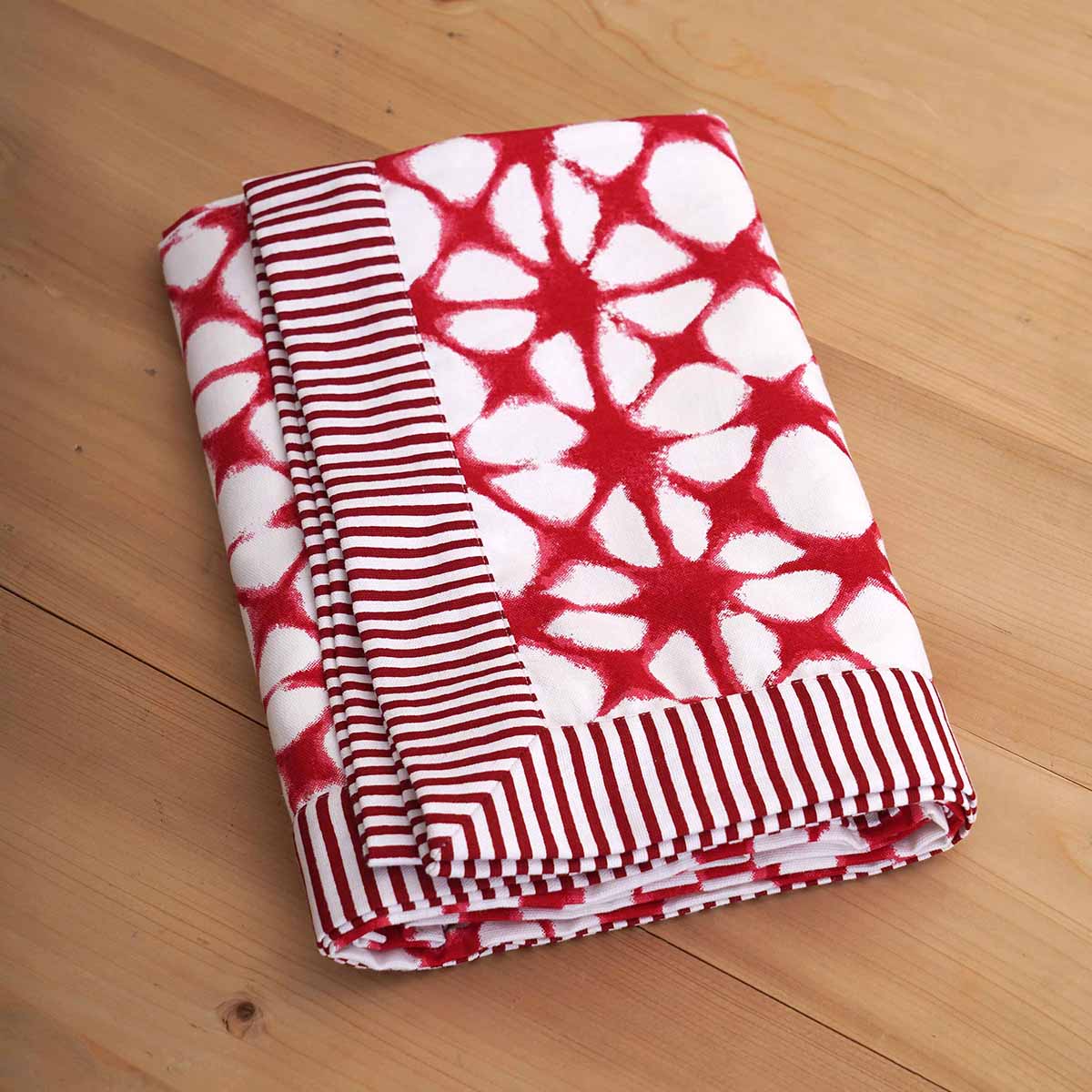 Tie dye print Table cloth, Red and white colour, cotton, sizes available