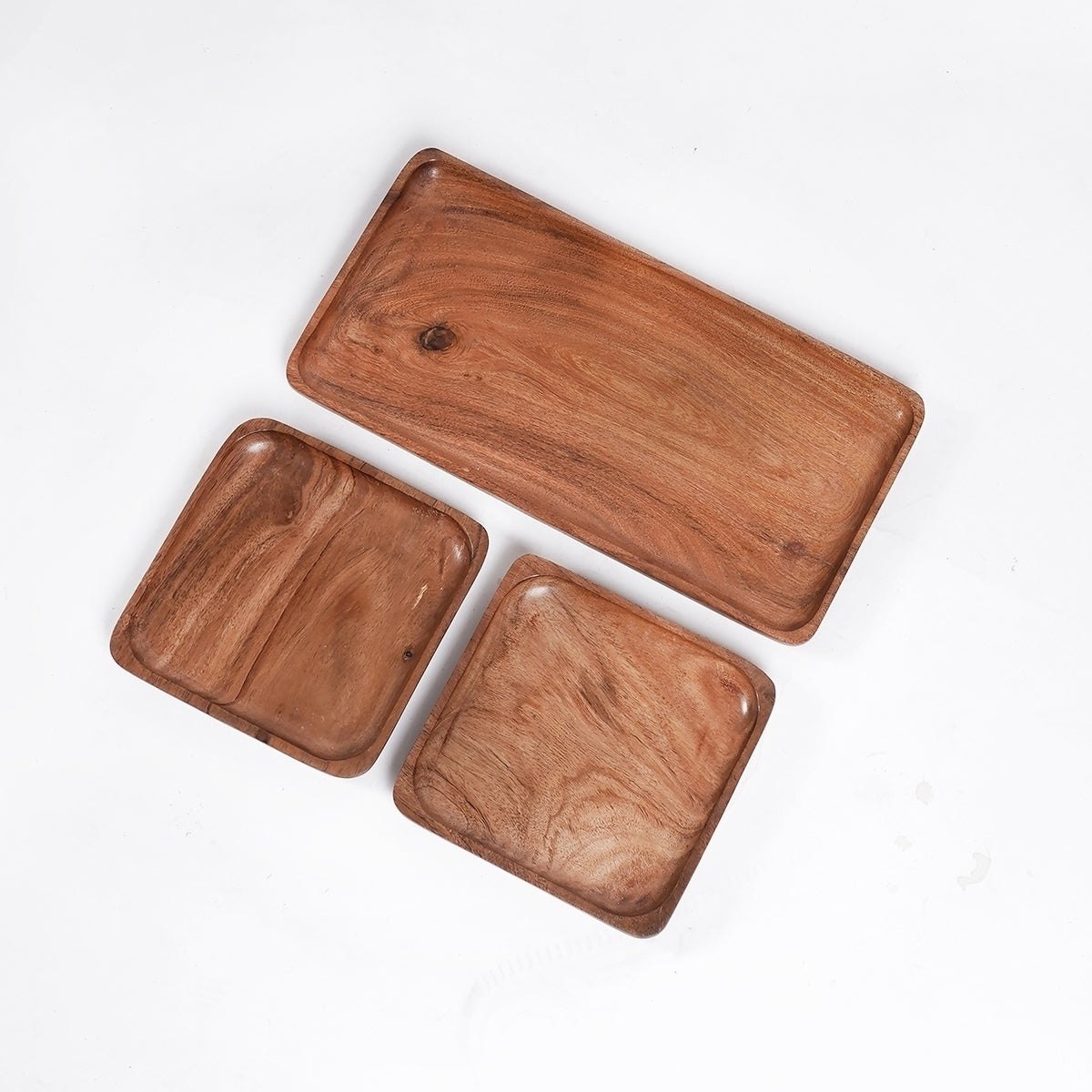 Set of 3 Wooden serving trays, acacia wood, farm house decor