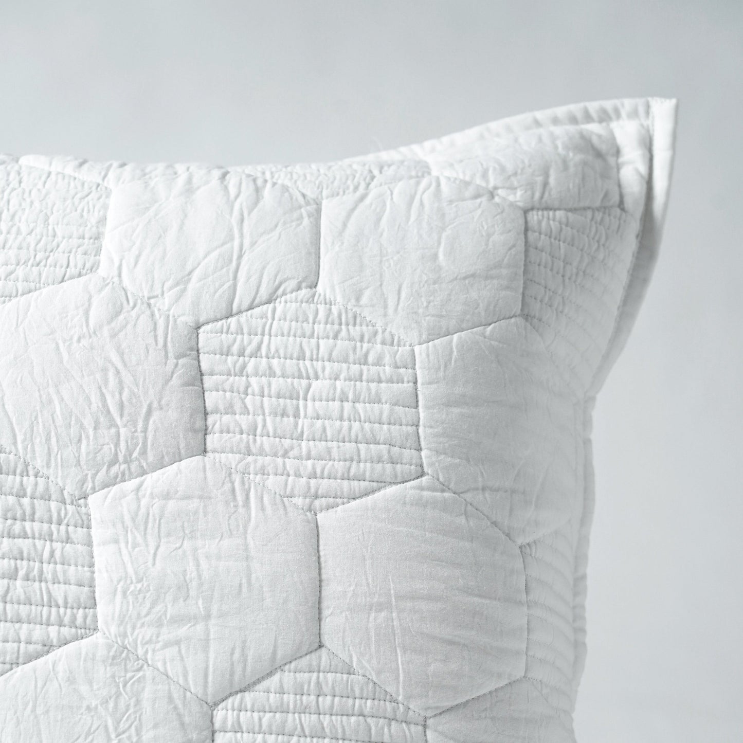 SHWET - White Hexagon Quilted bed set, 100% cotton, Sizes available