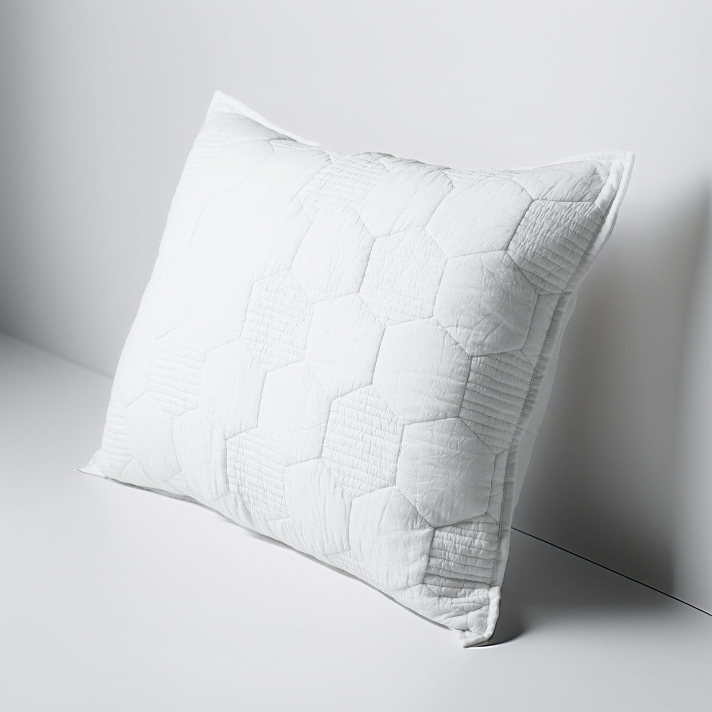 SHWET - White Hexagon Quilted pillow case, 100% cotton, Sizes available