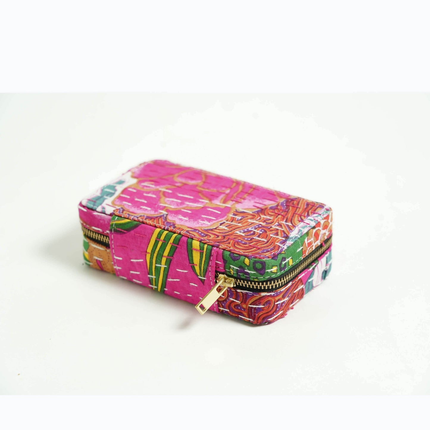 Kantha Hot Pink Rectangular Jewellery Box