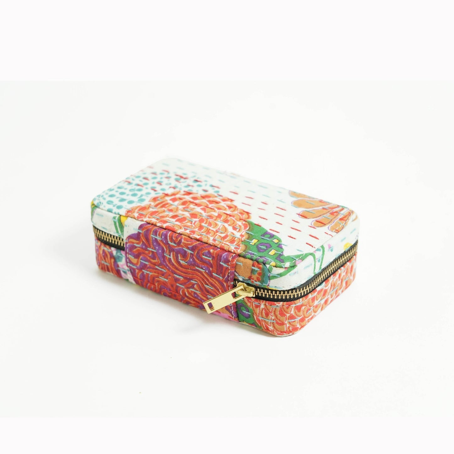 Kantha printed White Rectangular Jewellery Box