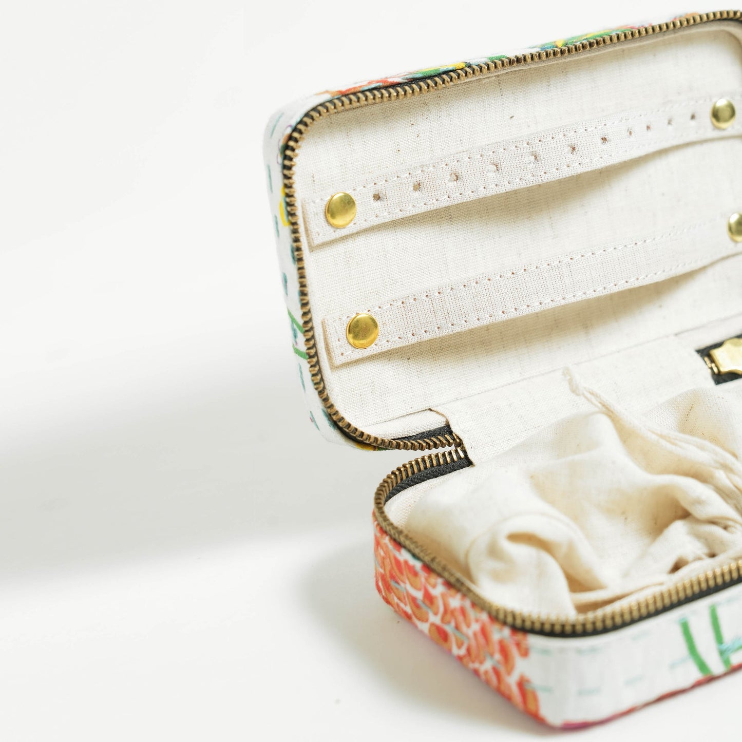Kantha printed White Rectangular Jewellery Box