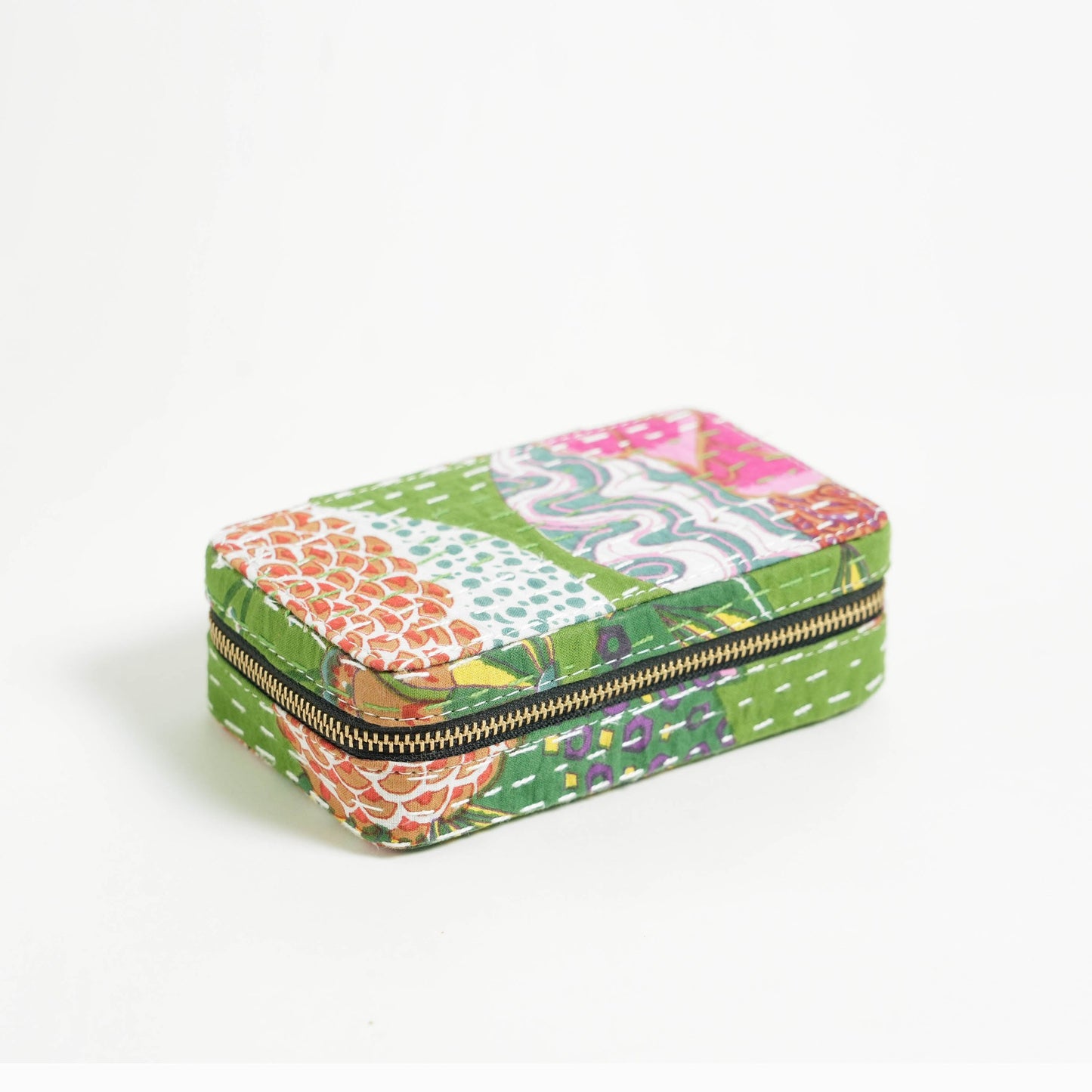 Kantha Tropical Green Rectangular Jewellery Box