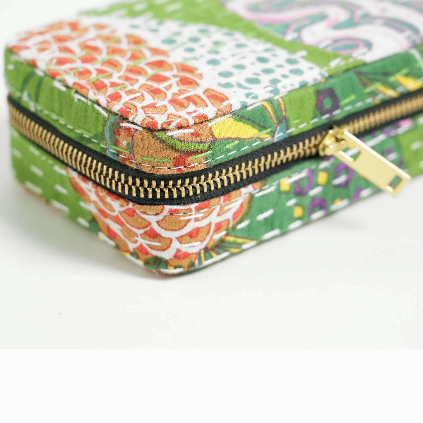 Kantha Tropical Green Rectangular Jewellery Box