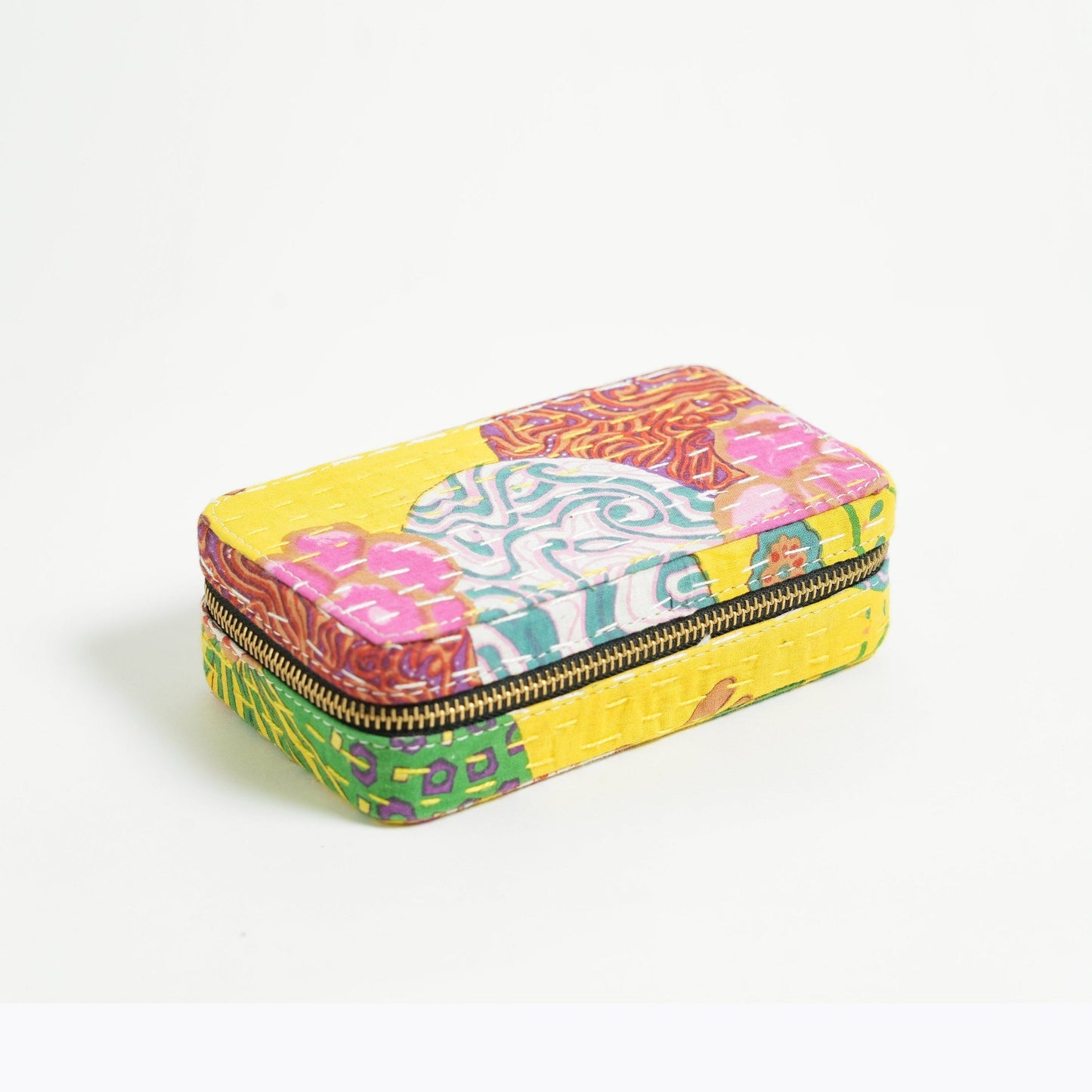 Kantha Yellow Rectangular Jewellery Box
