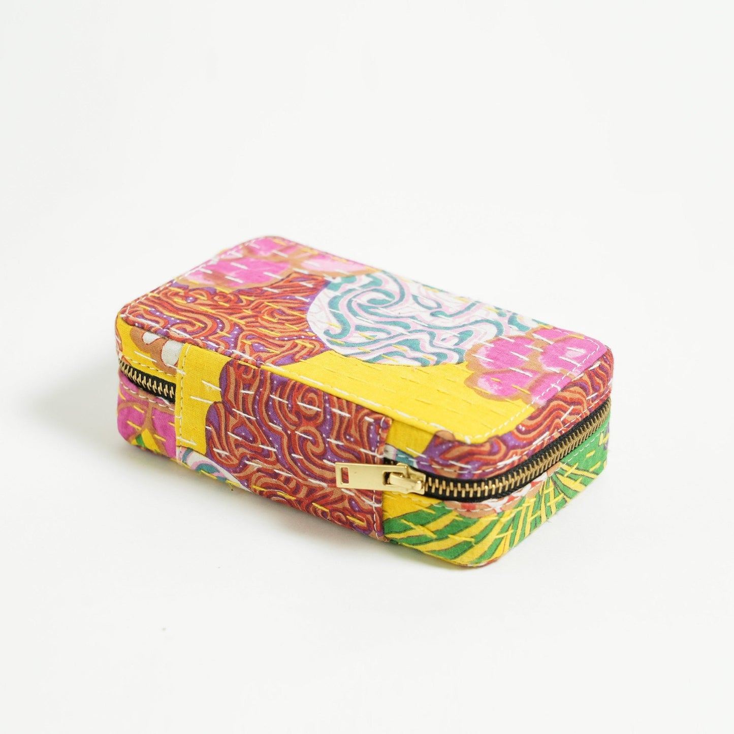 Kantha Yellow Rectangular Jewellery Box