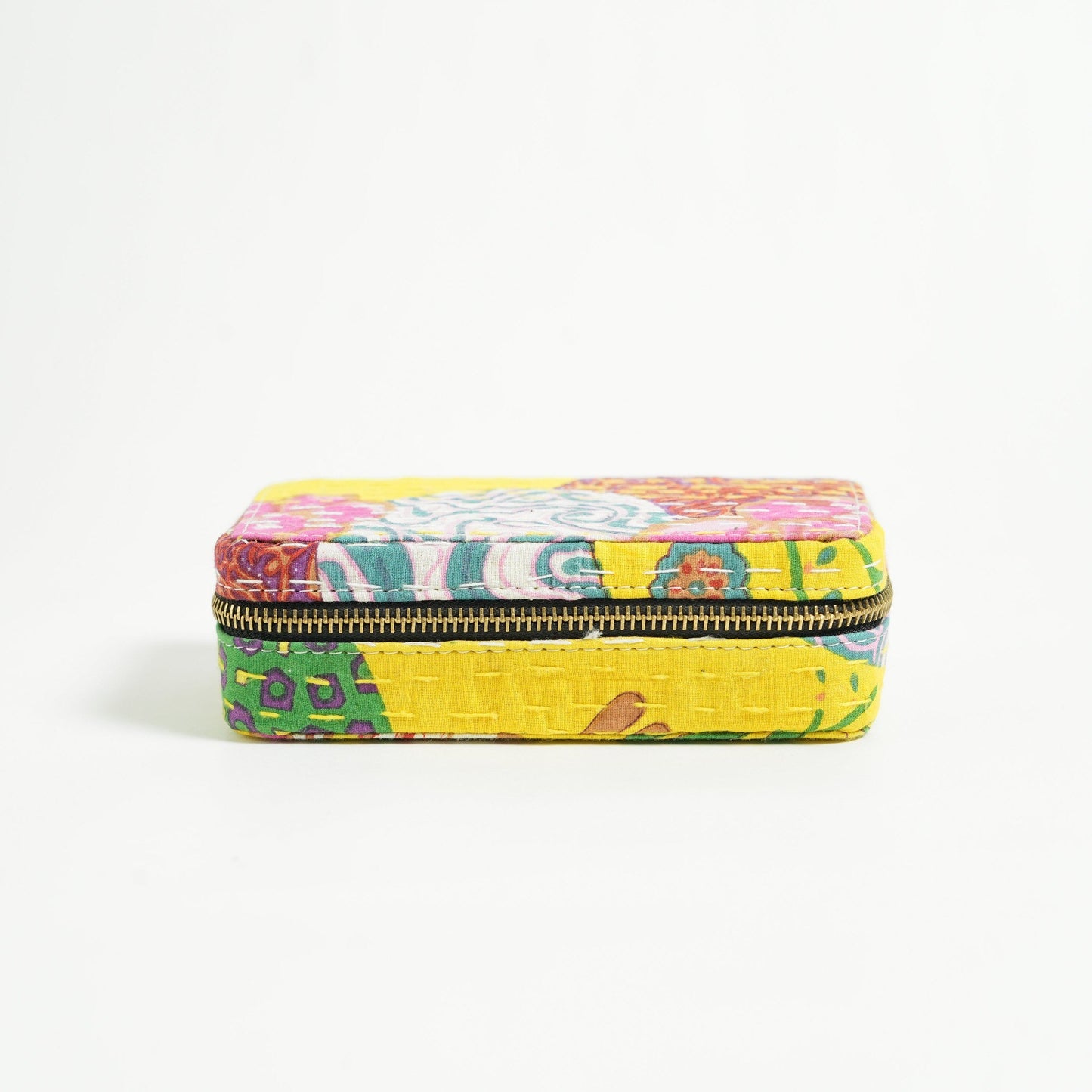 Kantha Yellow Rectangular Jewellery Box