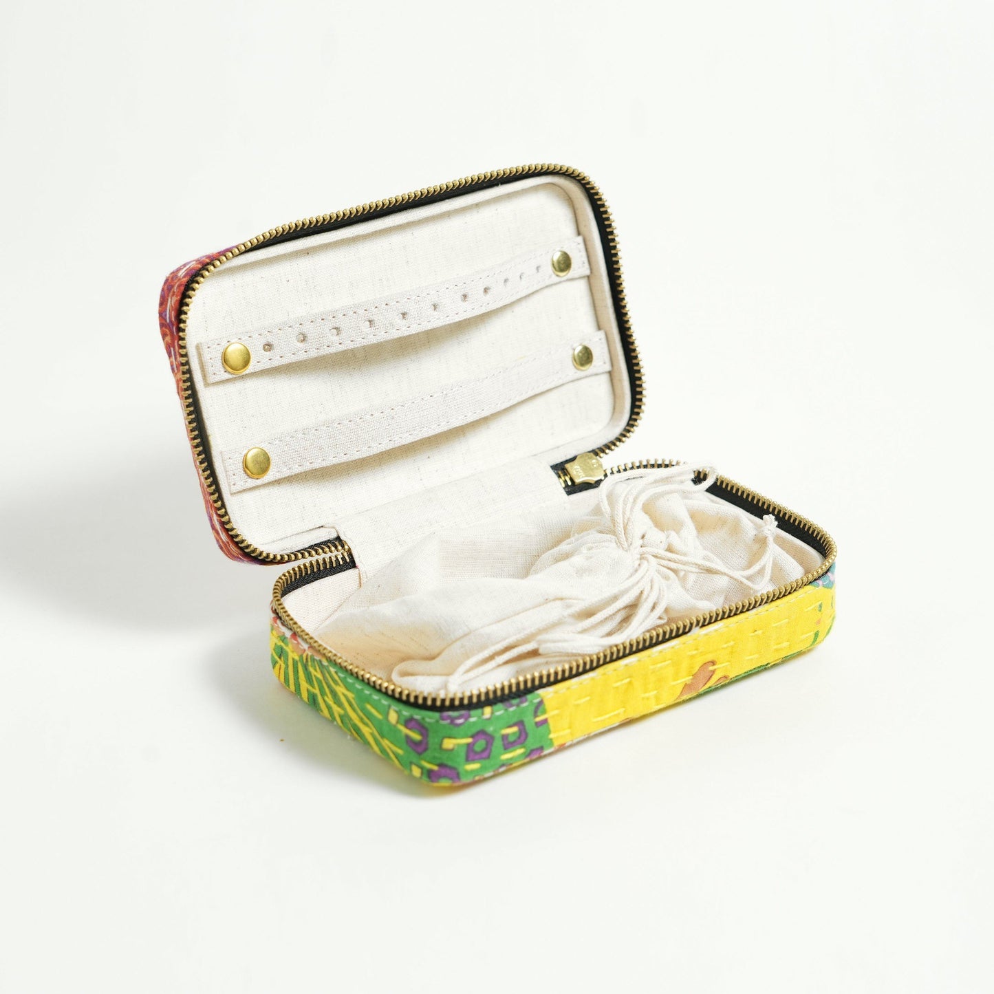 Kantha Yellow Rectangular Jewellery Box