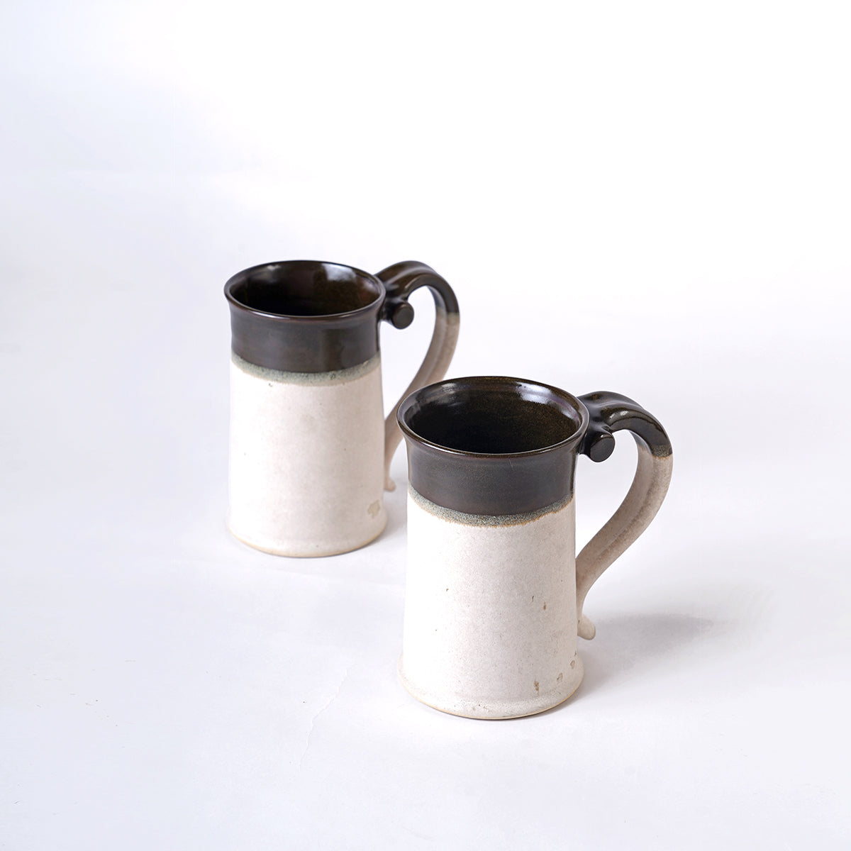 Beer Mug - off white and brown