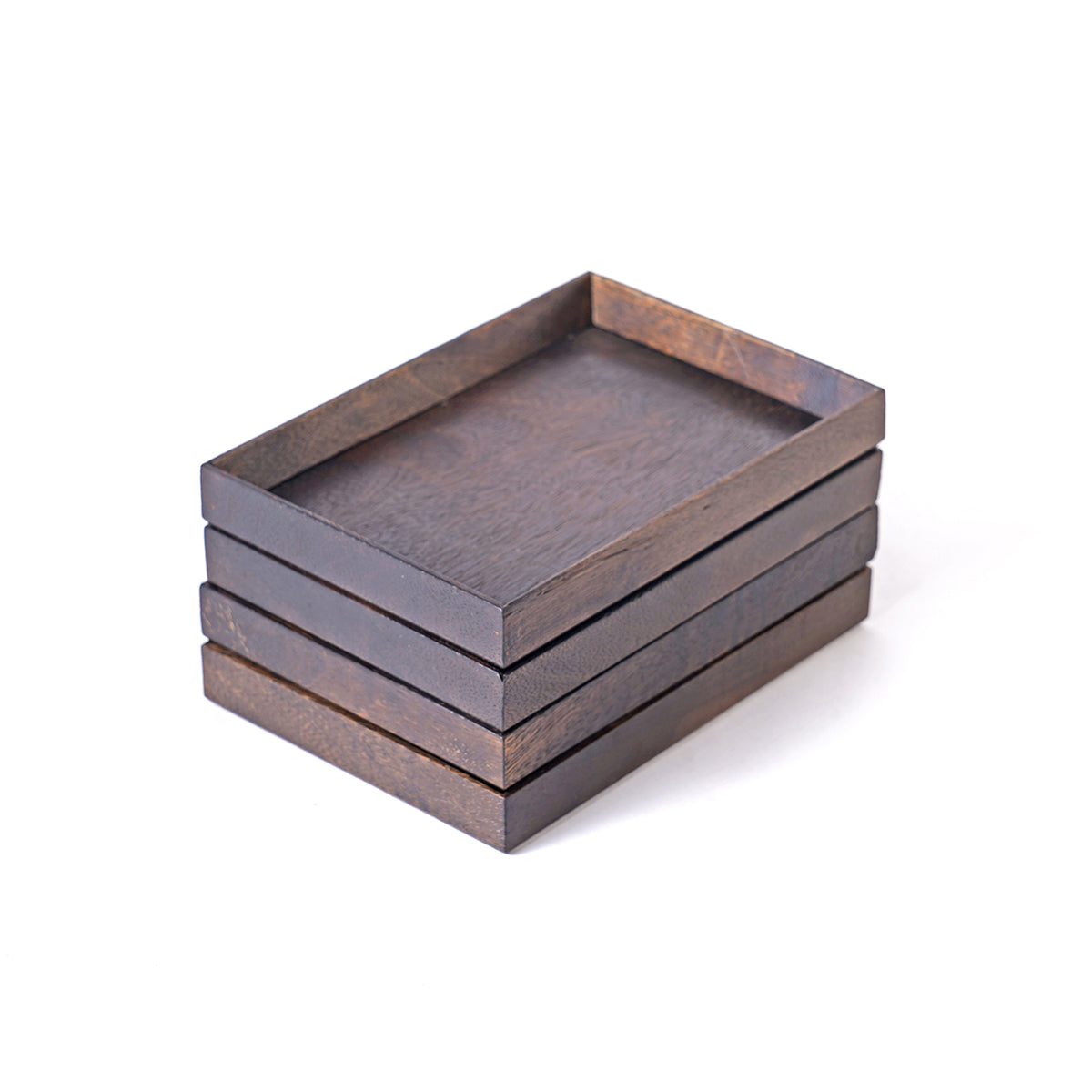 Small rustic mango wood tray, size 5X7 inches, Dark Brown