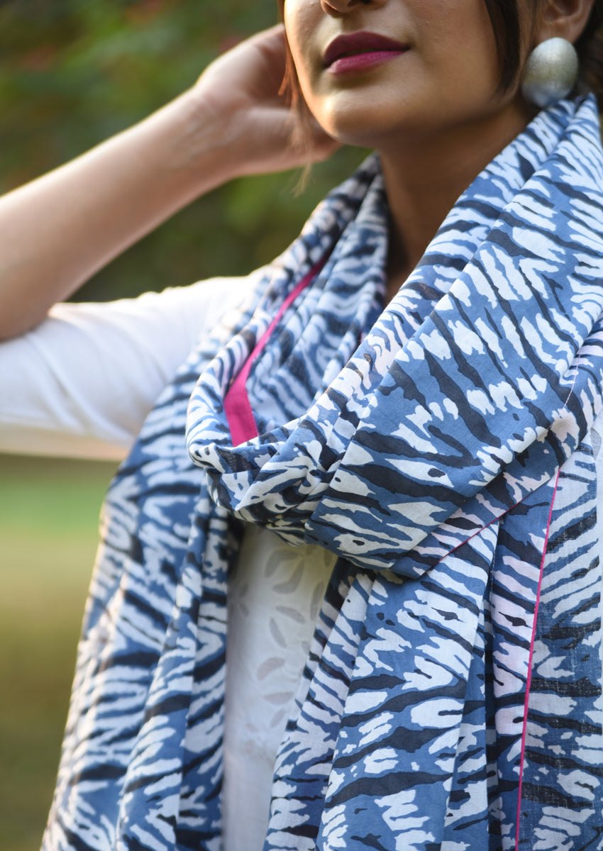 Blue Shibori print Spring Summer Scarf
