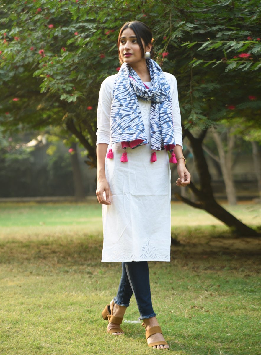 Blue Shibori print Spring Summer Scarf