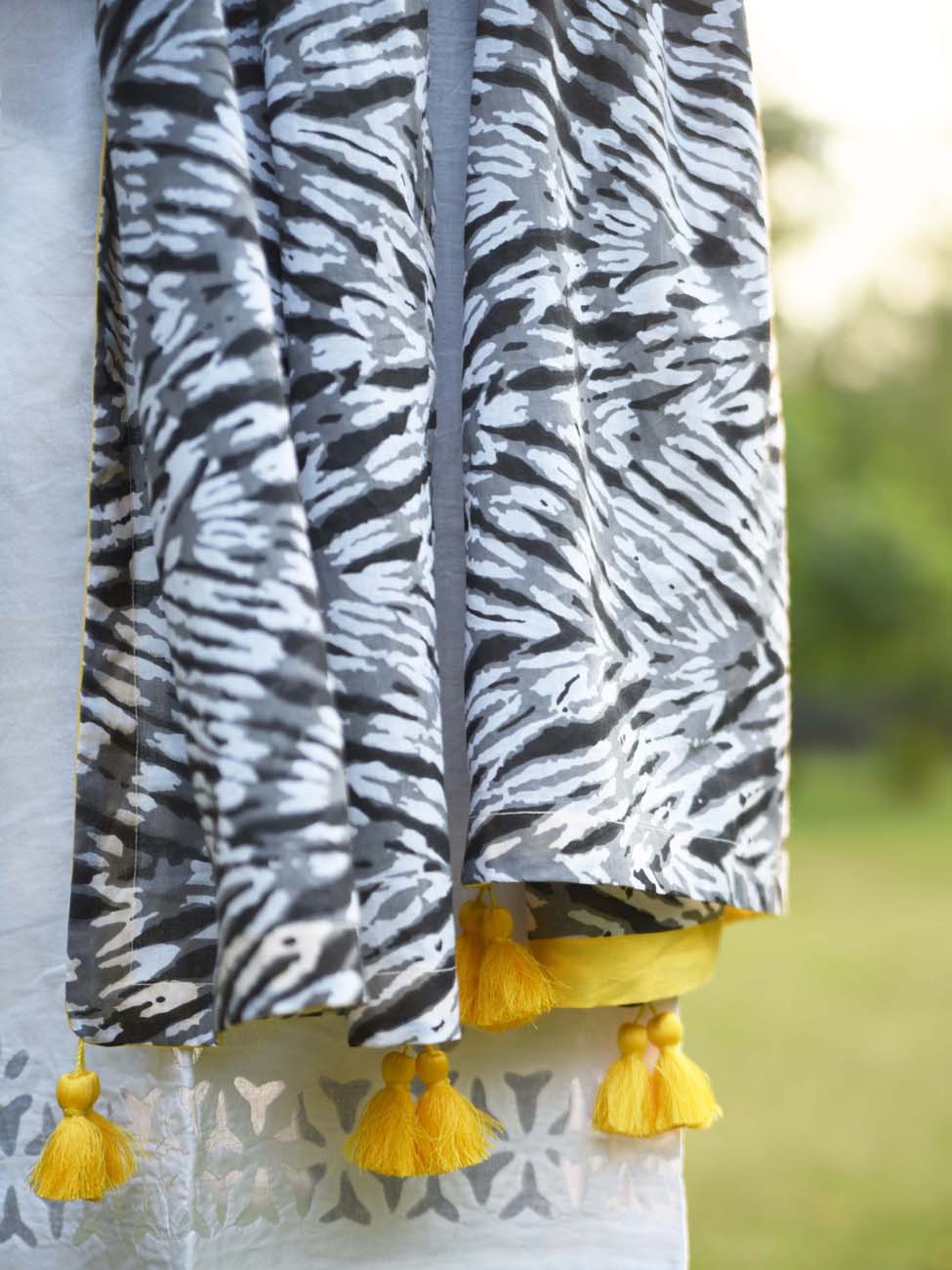 Grey Shibori print Spring Summer Scarf