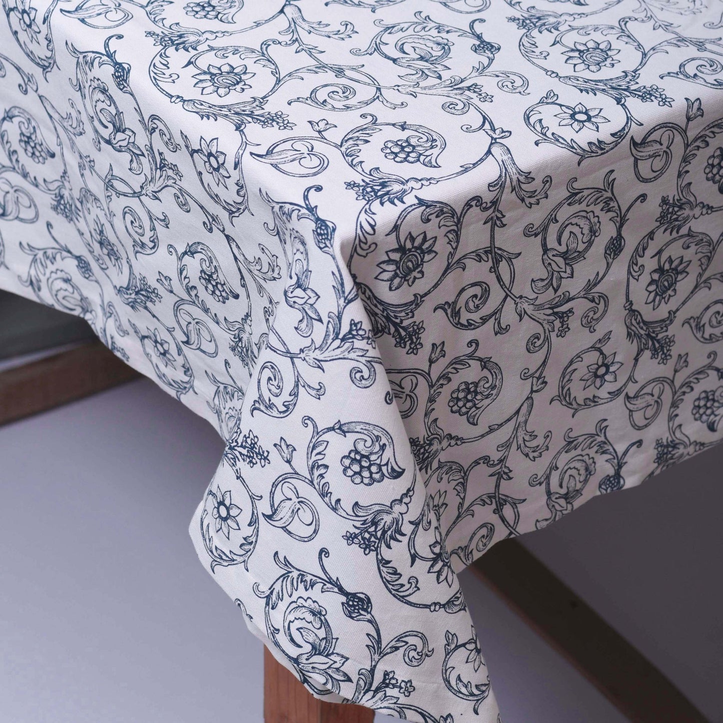 Table cloth - Blue swirl print, sizes available.