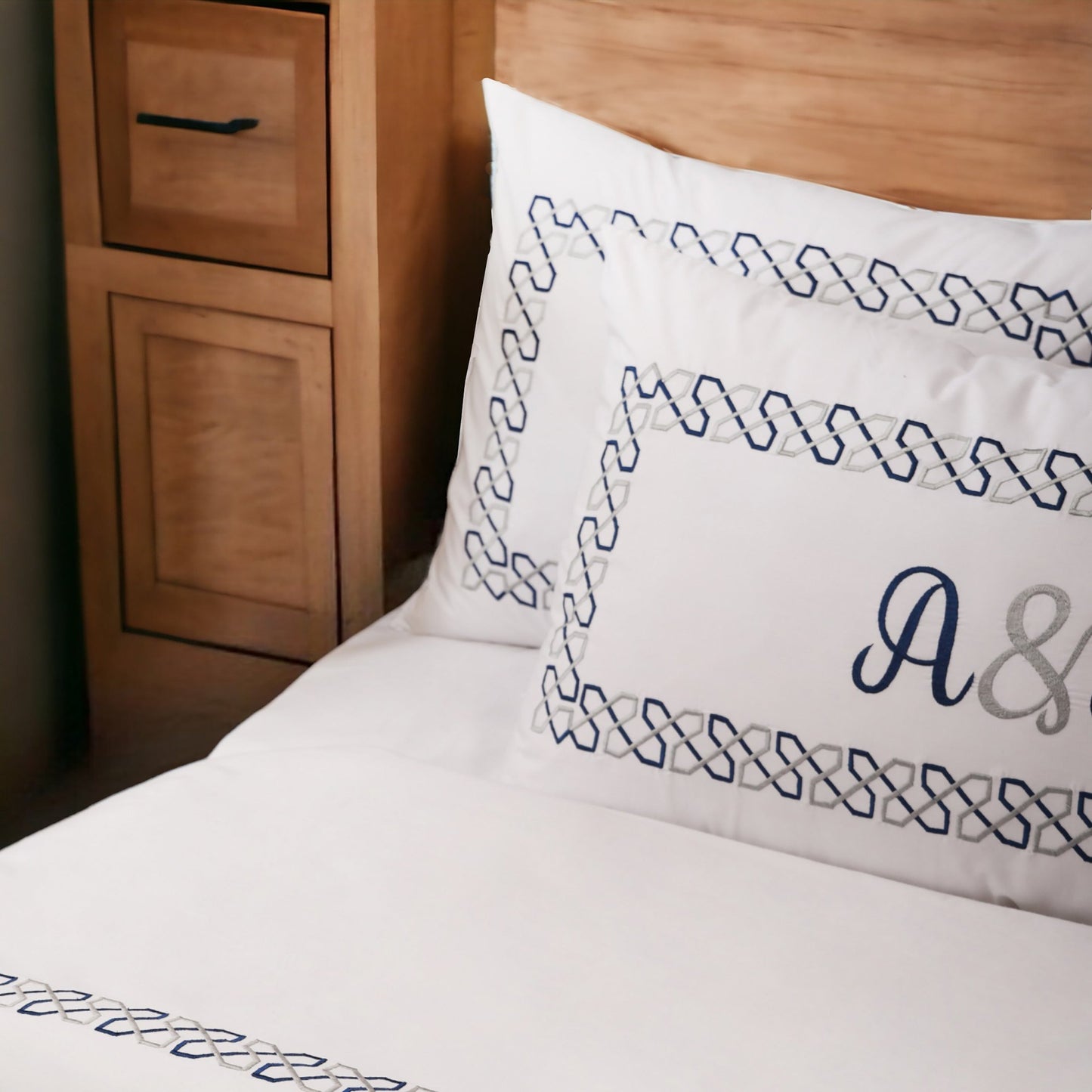 Embroidered Duvet cover set, 300TC pure white cotton, Sizes available