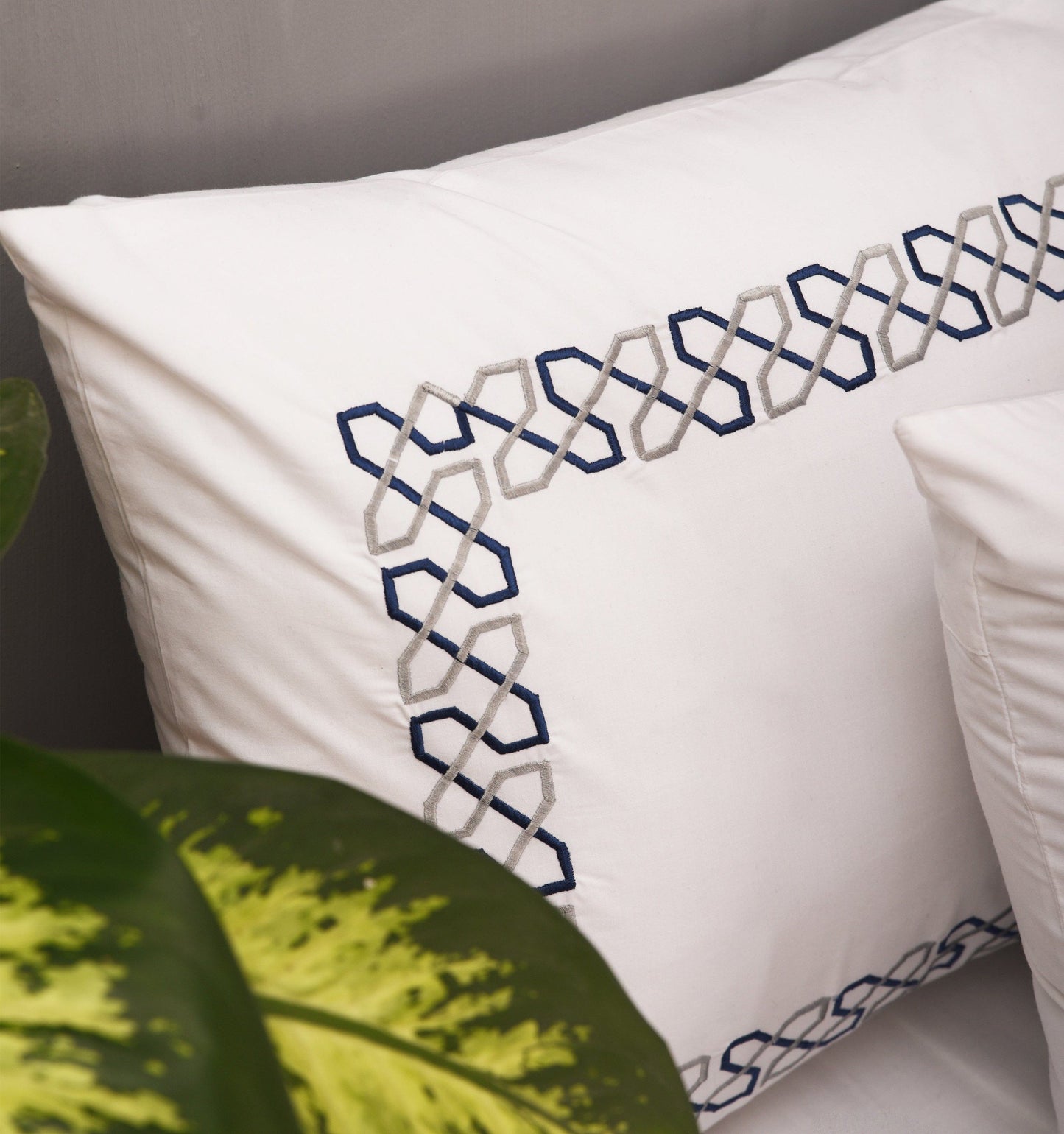 Embroidered Duvet cover set, 300TC pure white cotton, Sizes available