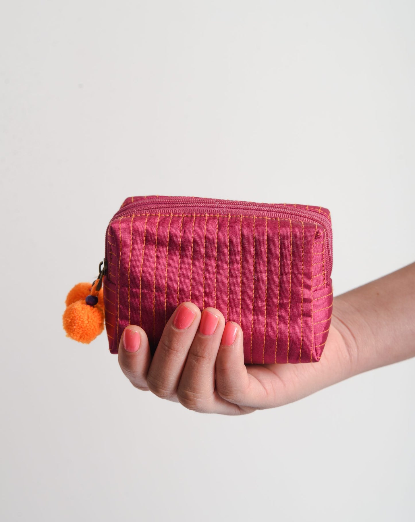 Small hot pink pouch - double pocket