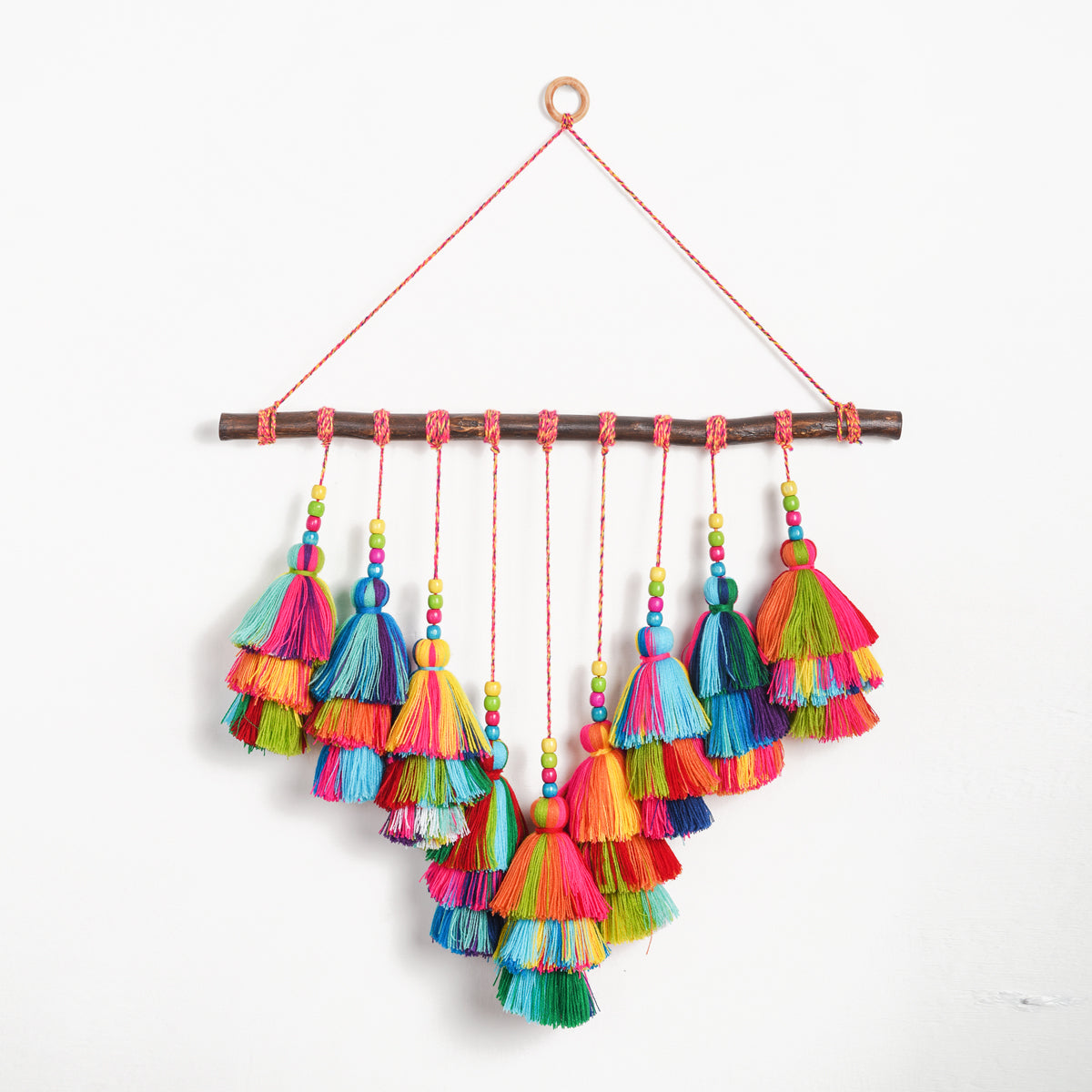 Wall art - multicolour cascading tassels