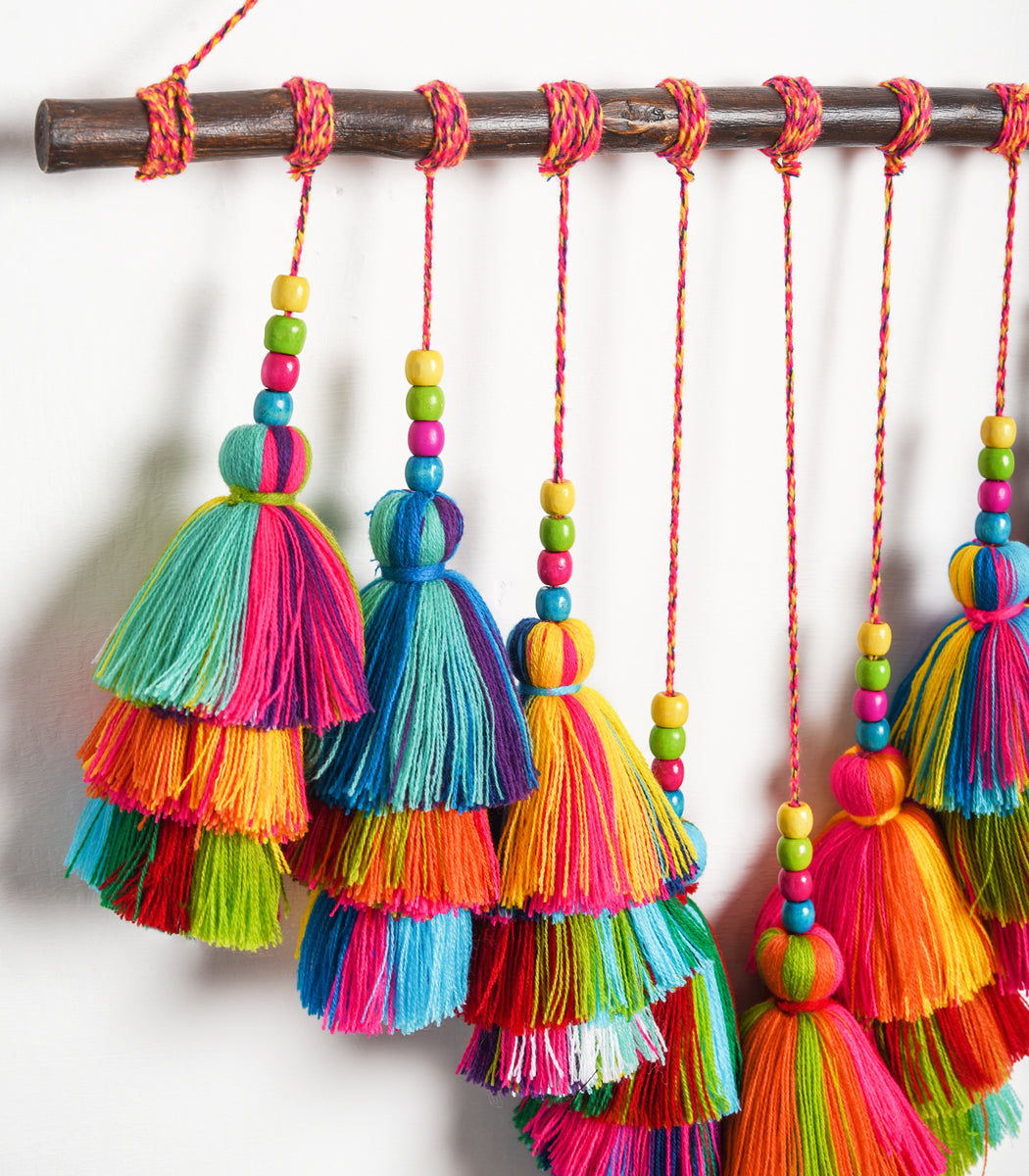 Wall art - multicolour cascading tassels