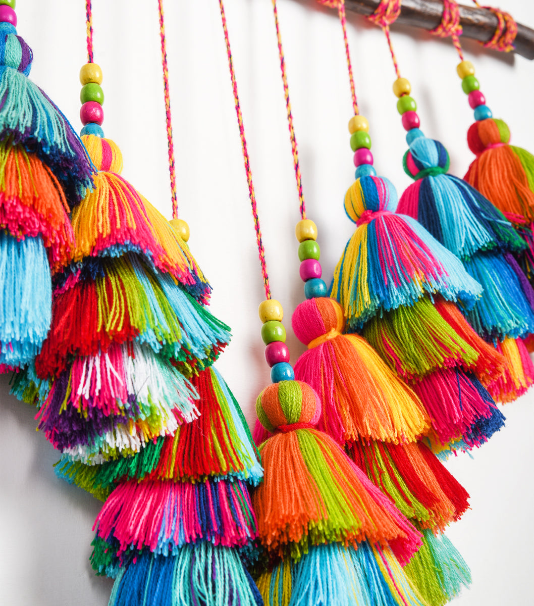 Wall art - multicolour cascading tassels