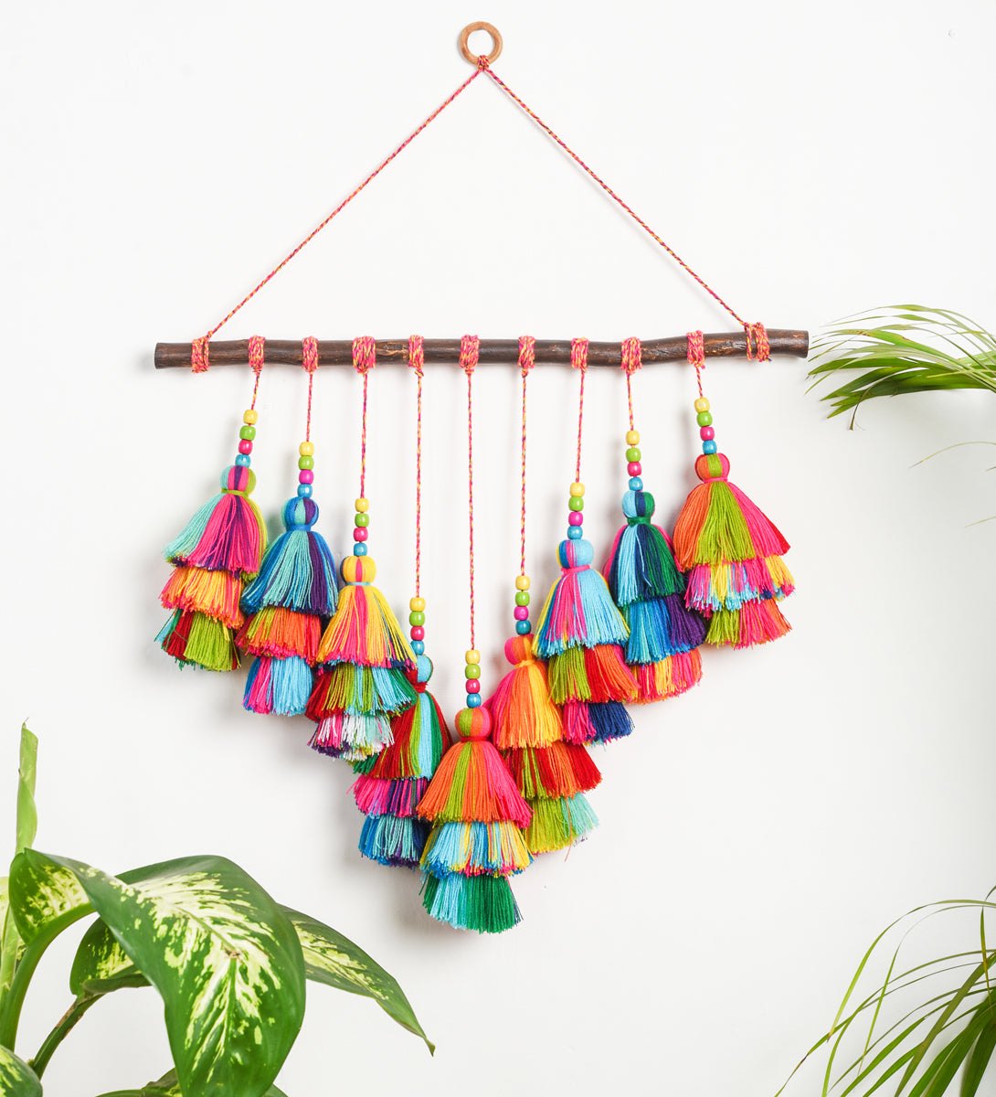 Wall art - multicolour cascading tassels
