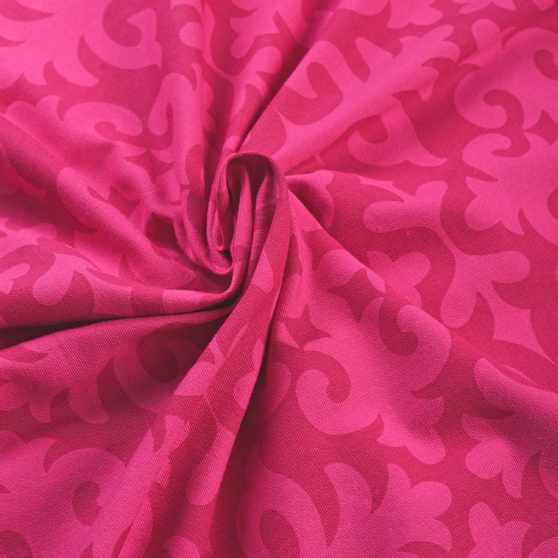 Bright pink printed fabric, shyrdak pattern, Bold print