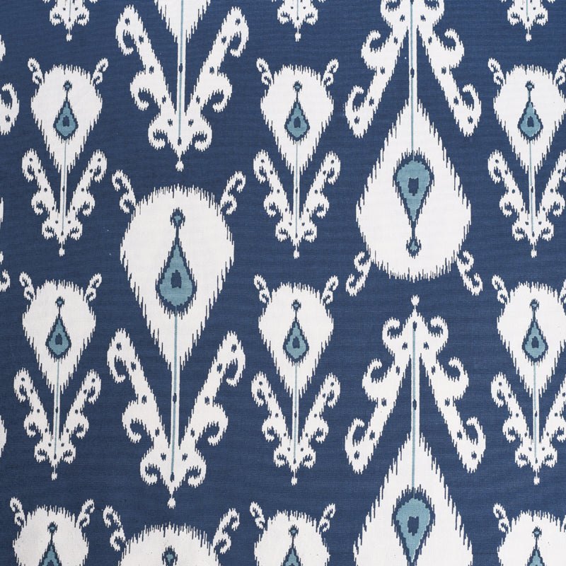 Blue Ikat print fabric, ikat pattern cotton fabric