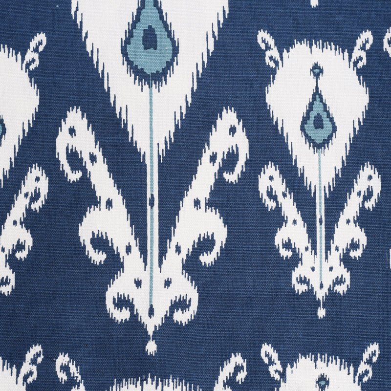 Blue Ikat print fabric, ikat pattern cotton fabric