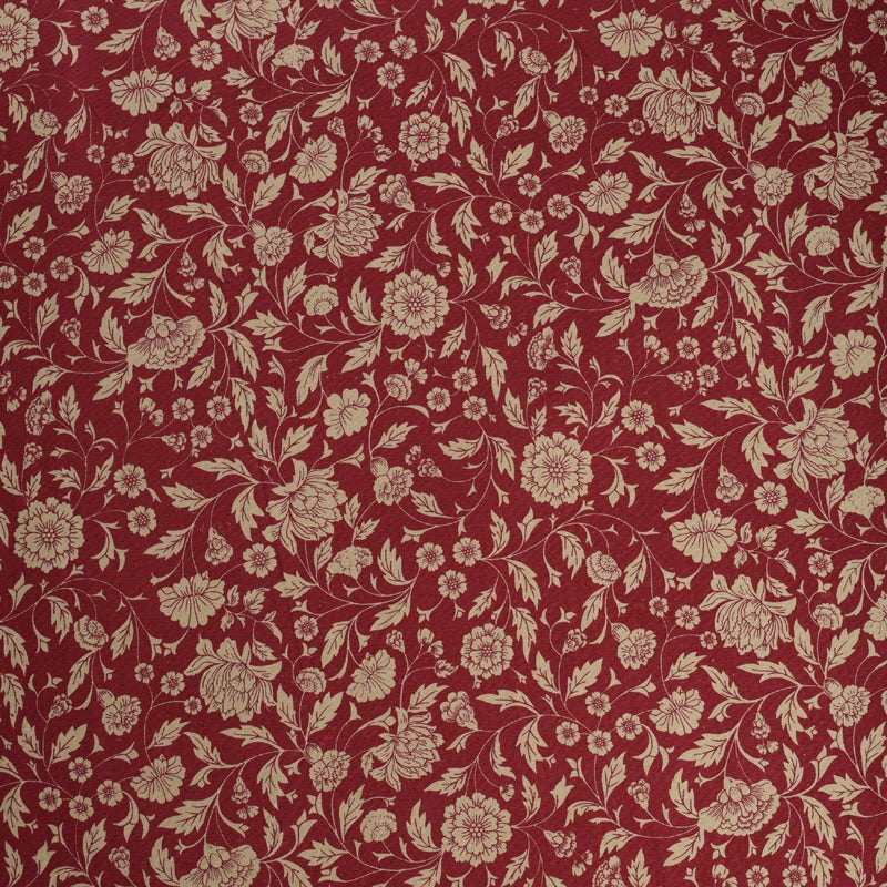 Dark red printed fabric, Kalamkari pattern, Floral print