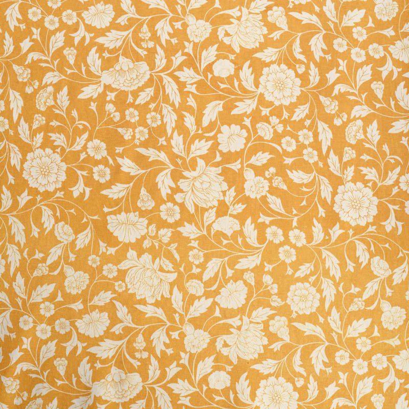 Yellow printed fabric, Kalamkari pattern,floral print