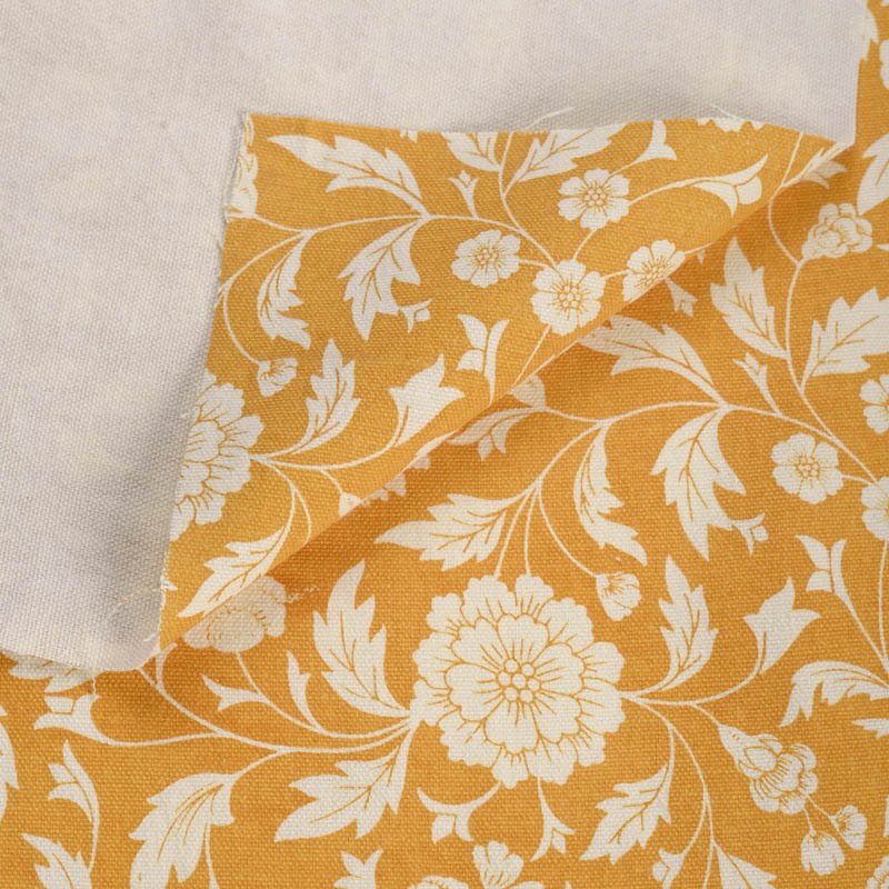 Yellow printed fabric, Kalamkari pattern,floral print