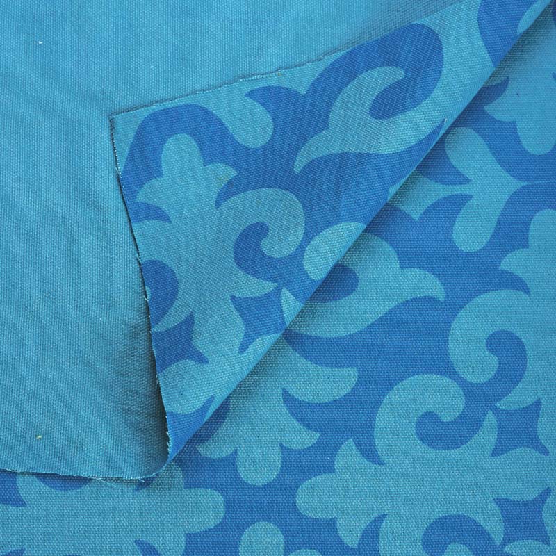 Turquoise printed fabric, shyrdak pattern, bold print