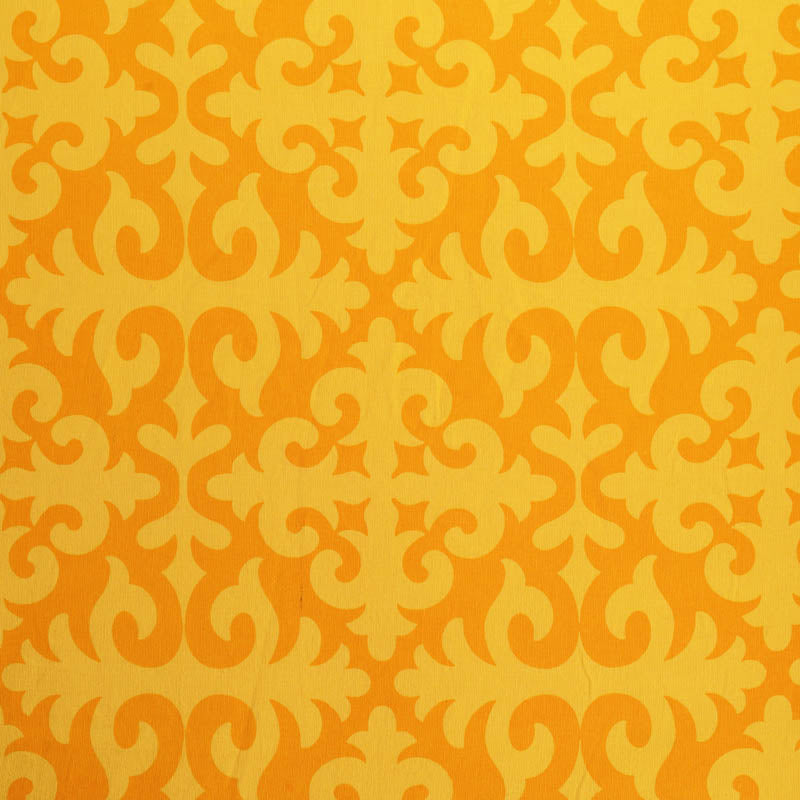 Yellow printed fabric, Moroccan pattern, bold print