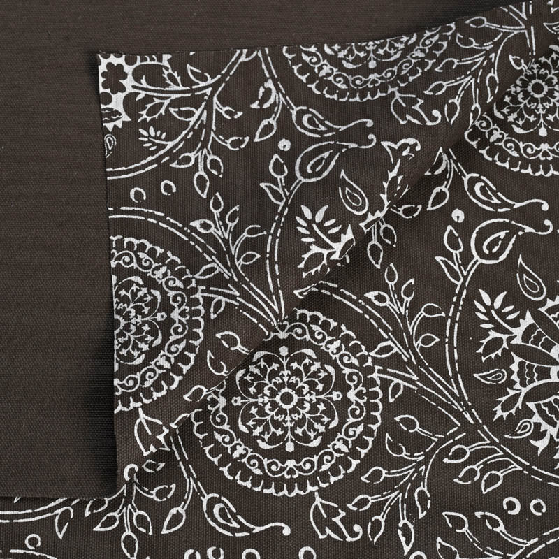 Brown printed fabric, Kalamkari pattern, floral print