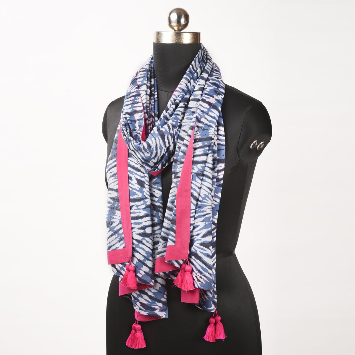 Blue Shibori print Spring Summer Scarf