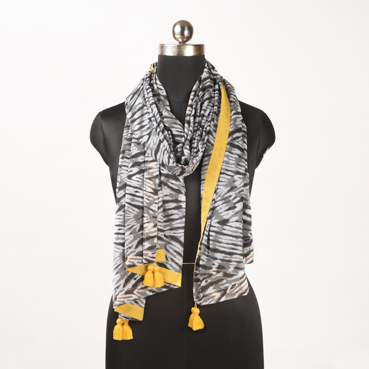 Grey Shibori print Spring Summer Scarf
