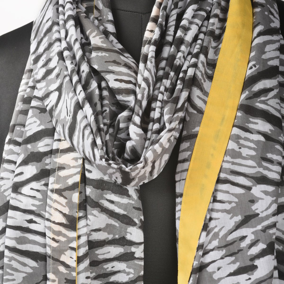 Grey Shibori print Spring Summer Scarf
