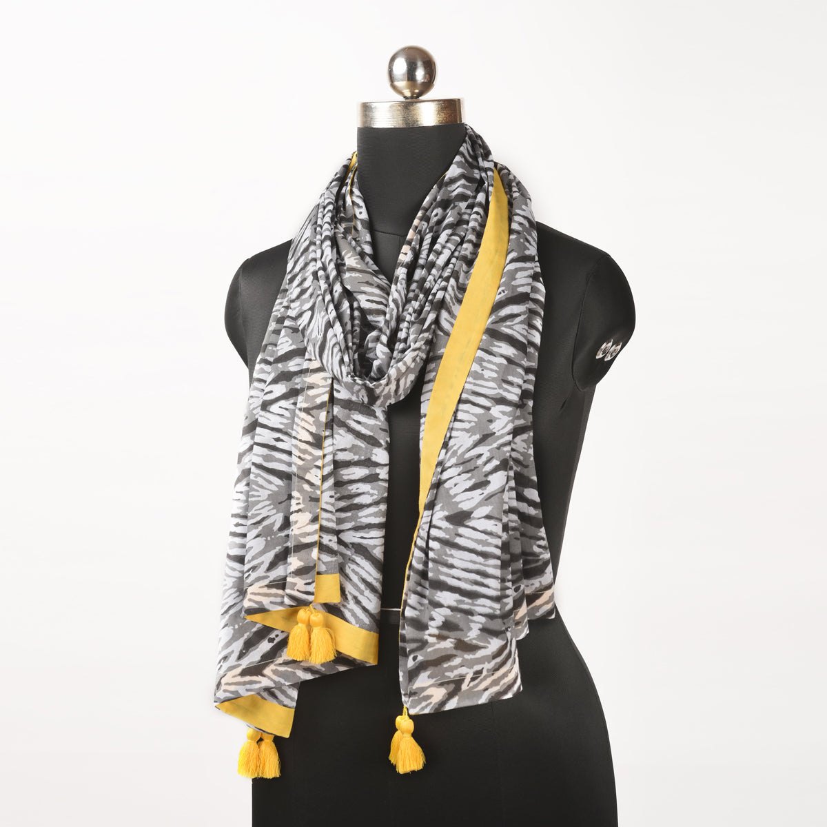 Grey Shibori print Spring Summer Scarf